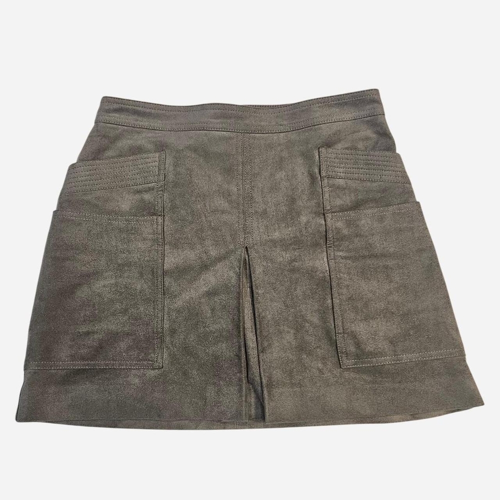 BCBGMaxAzria Suede Gray Skirt With Pockets